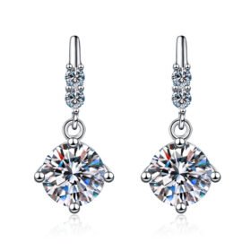 Moissanite Drop Earrings Sterling Silver