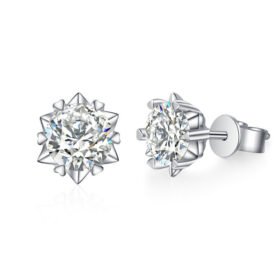 Moissanite Earrings Snowflake Shade Silver Studs