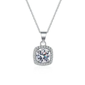 Moissanite Necklace Womens Square Bag Shade Pendant
