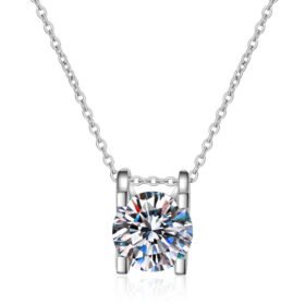 Moissanite Pendant With Silver Chain Necklace