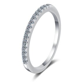 Moissanite Wedding Bands Women Sterling Silver Ring