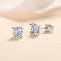 princess cut earrings studs 419-002