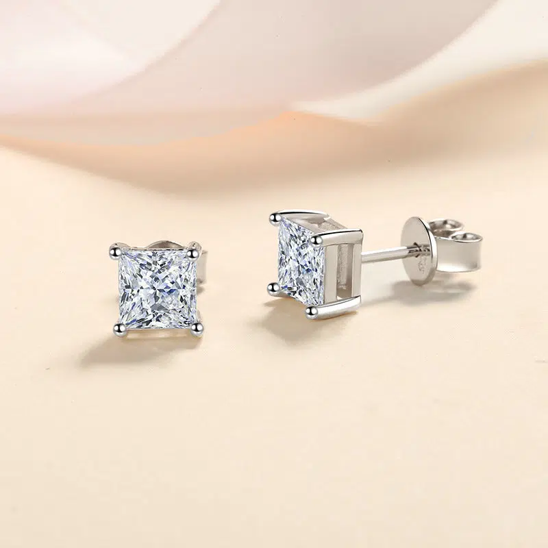 princess cut earrings studs 419-002