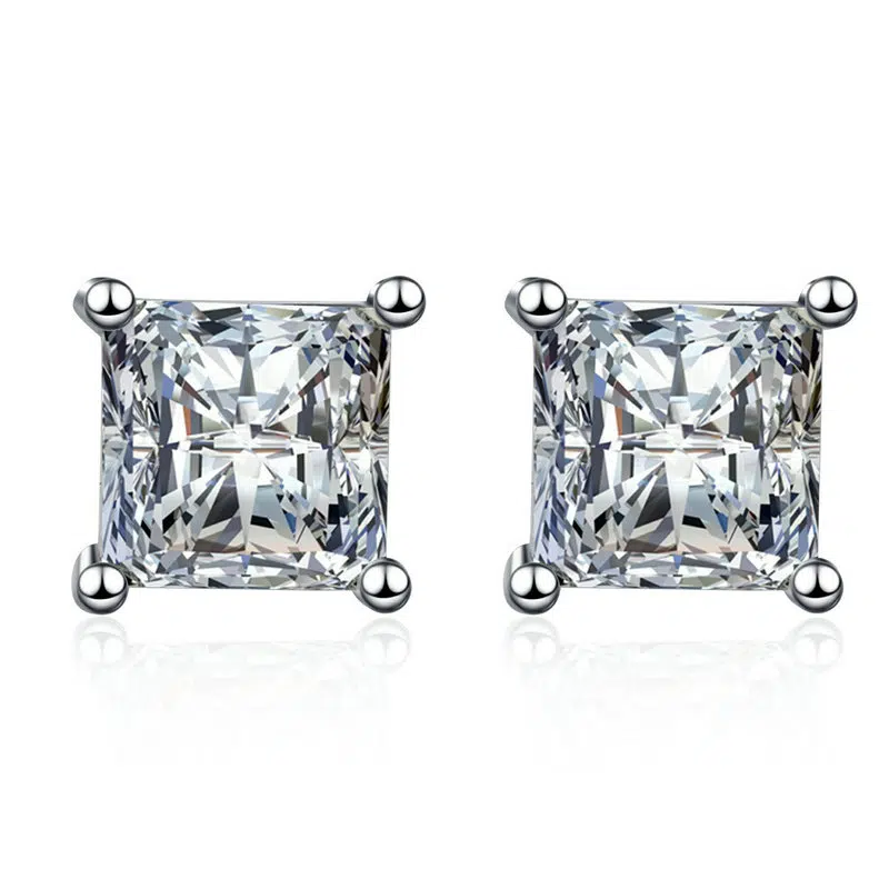 princess cut earrings studs 419-004