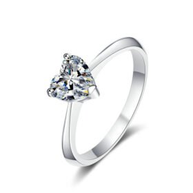 Promise Rings Heart Silver With Moissanite