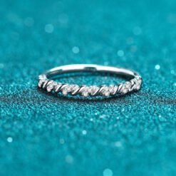 silver moissanite ring 334-004