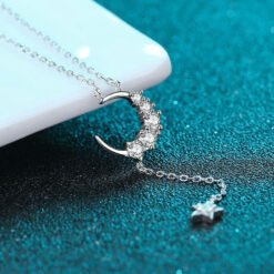 silver moon and star necklace 398-003
