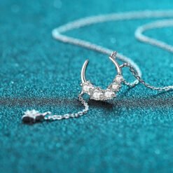 silver moon and star necklace 398-005
