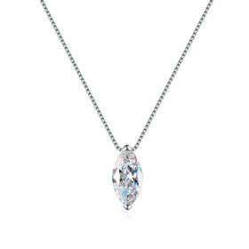 Silver Necklace For Women Oval Moissanite Pendant