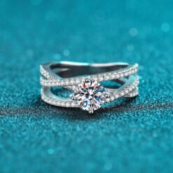 silver rings with stones 353-002