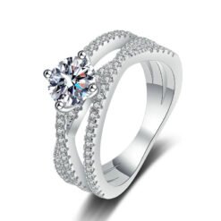 silver rings with stones 353-005
