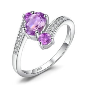 Amethyst Silver Ring Women Gemstone Jewelry Stackable Ring