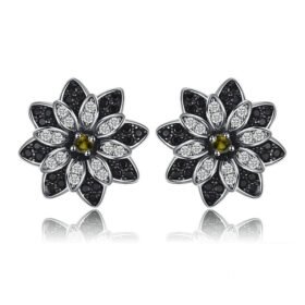 Black Spinel Earrings Natural Smoky Quartzs Silver Stud