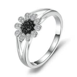 Black Spinel silver ring 104-01