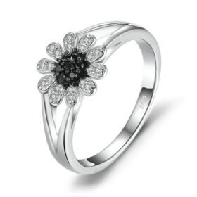 Black Spinel Silver Ring Women Cocktail Ring