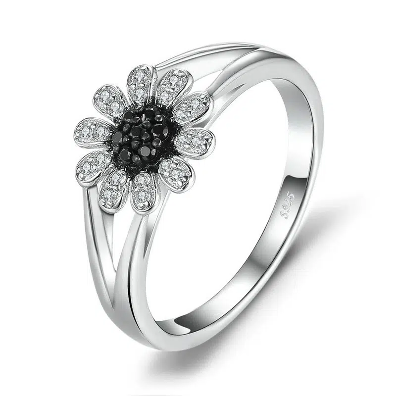 Black Spinel silver ring 104-01