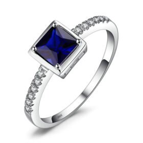Blue Sapphire Silver Ring Women 925 Sterling Silver Ring