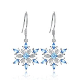 Blue Topaz Drop Earrings 925 Sterling Silver For Women