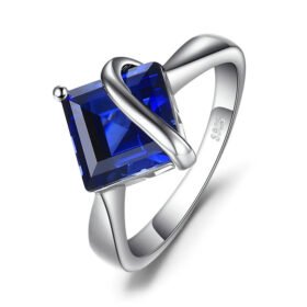 Created Blue Sapphire Ring Gemstone Jewelry Birthday