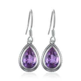 Dangle Drop Earrings Silver With Alexandrite Sapphire