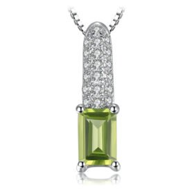 Emerald Cut Necklace Green Peridot Stone Pendant No Chain