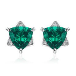 Emerald Silver Stud Earrings 145-01