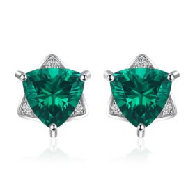Emerald Silver Stud Earrings For Women