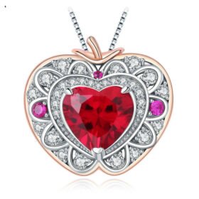 Heart Necklace Apple Created Ruby Pendant No Chain