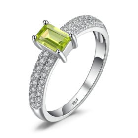 Natural Peridot Ring Women Gemstone Fine Jewelry