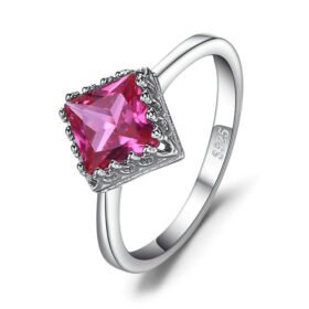 Pink Sapphire Ring Classic 1.4ct Square Gemstone Jewelry