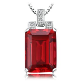 Red Ruby Pendant Lab Created Gemstone Necklace Within Chain