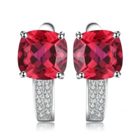 Red Stone Earrings Created Ruby Hoop Earrings
