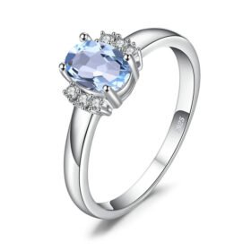Sky Blue Topaz Ring Oval Cocktail Ring for Women