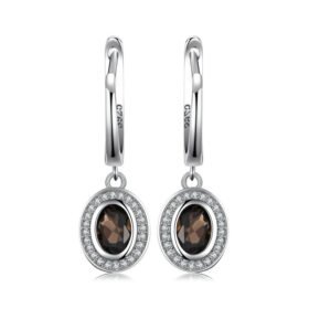 Smoky Quartz Earrings Sterling Silver Dangle Drop Earrings