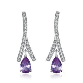 Alexandrite Earrings Created Sapphire Silver Dangle