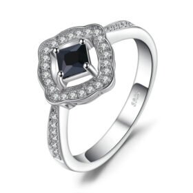 Black Spinel Engagement Ring For Women