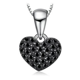 Black Spinel Pendant Love Heart Necklace Without Chain