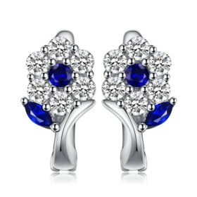 Blue Gemstone Earrings 925 Sterling Silver Hoop Earrings