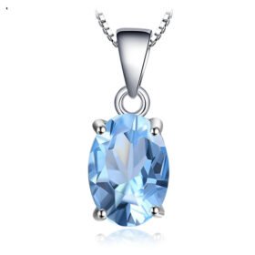 Blue Gemstone Necklace Natural Stone Pendant No Chain