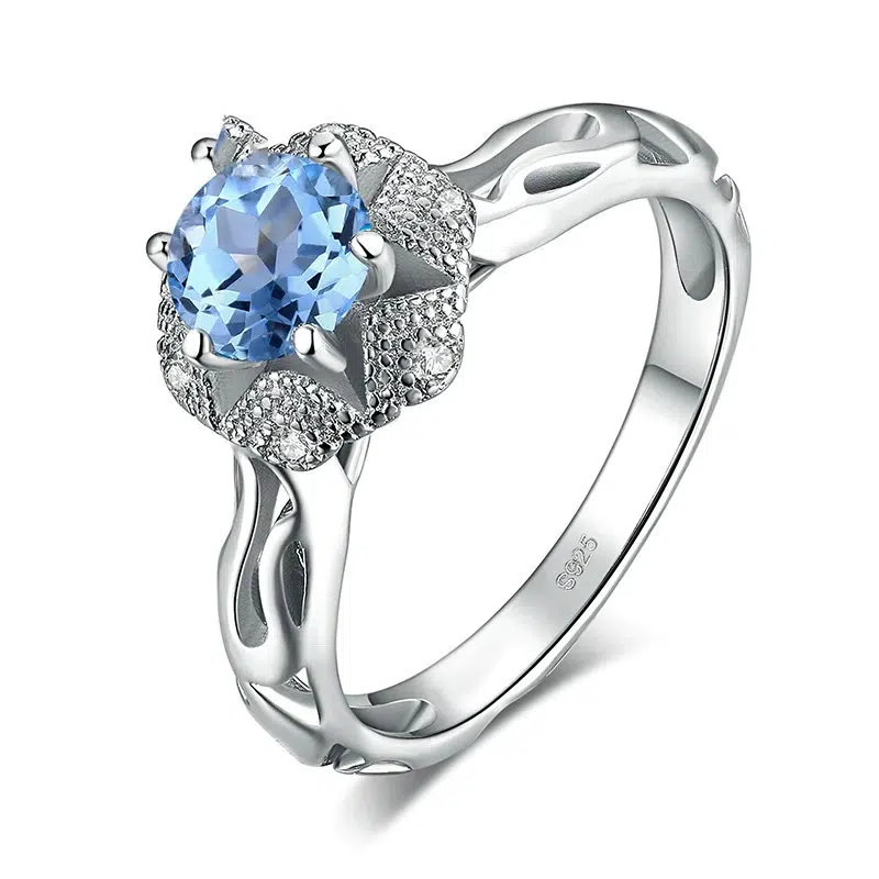 blue topaz silver ring 081-01
