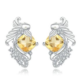 Citrine Earrings Studs 925 Sterling Silver For Women