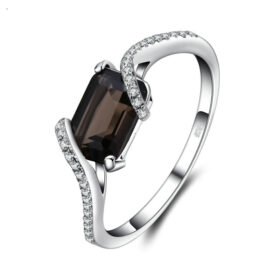 Emerald Cut Smoky Quartz Ring For Women