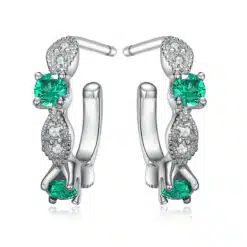 emerald silver earrings 222-01