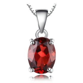 Garnet Pendant Necklace Oval Cut Natural Stone No Chain