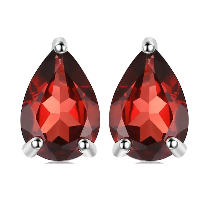 garnet stud earrings 155-01
