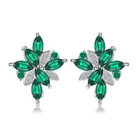 Green Statement Earrings Emerald Dangle Clip Earrings