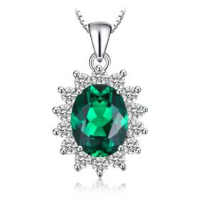 Green Stone Necklace Created Emerald Pendant Without Chain