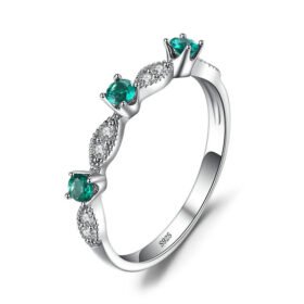 Green Stone Rings Simulated Nano Emerald Fashion Band