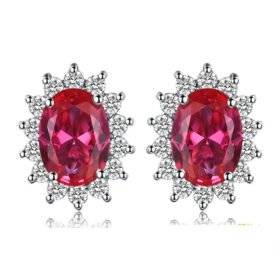 Halo Stud Earrings 925 Sterling Silver Engagement Jewelry