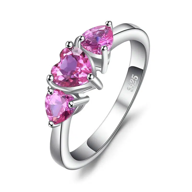 lab created pink sapphire ring 055-01
